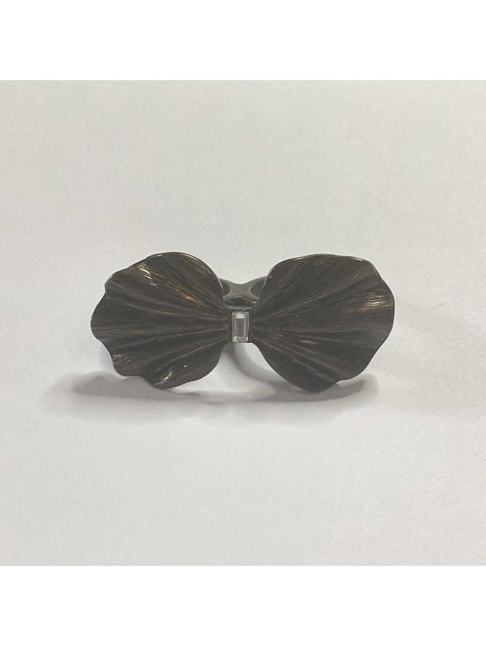 Vintage Brass Tone & Rhinestones Two Finger Ring, Bow Ring, Double Finger Ring.